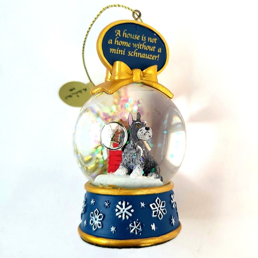 Danbury Mint Christmas Miniature Schnauzer Mini Snow Globe Ornament Dog House - Picture 1 of 11